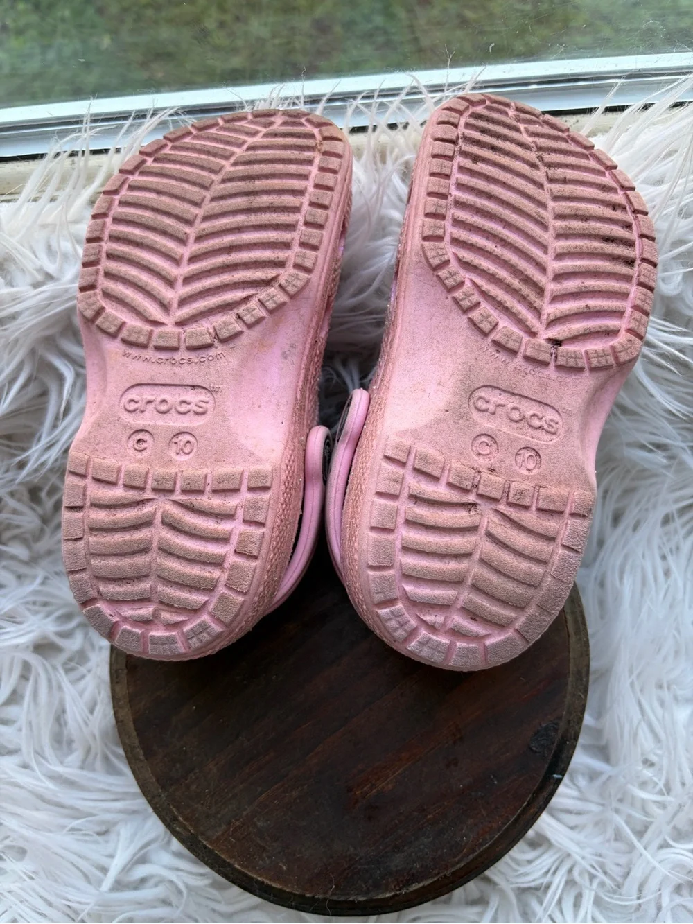 Kids Pink Glitter Crocs Clogs size 10
